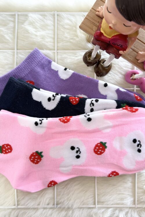 COTTON COMFORT SOCK - RABBIT (PINK,BLUE,PURPLE)