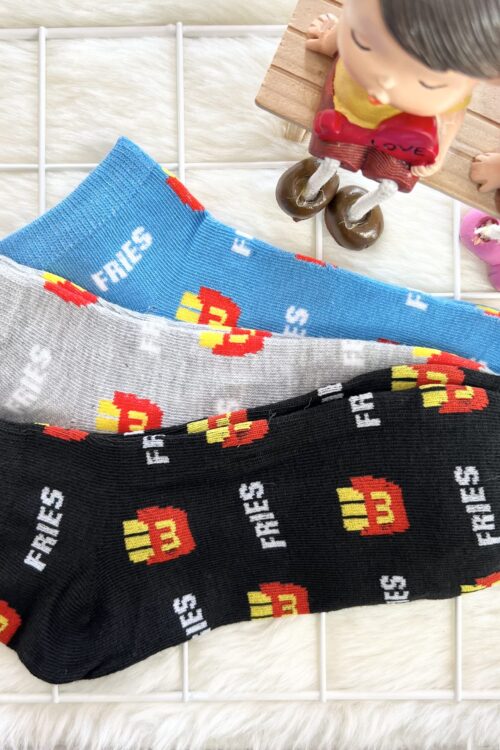 COTTON COMFORT SOCK - FRIES (BLUE,GREY,BLACK)