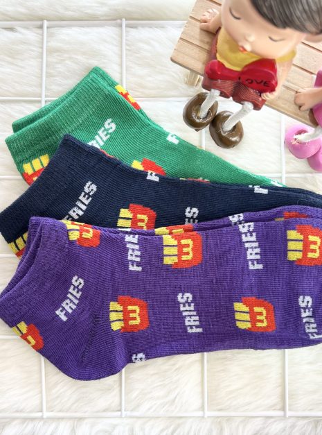 COTTON COMFORT SOCK - FRIES (PURPLE,BLUE,GREEN)