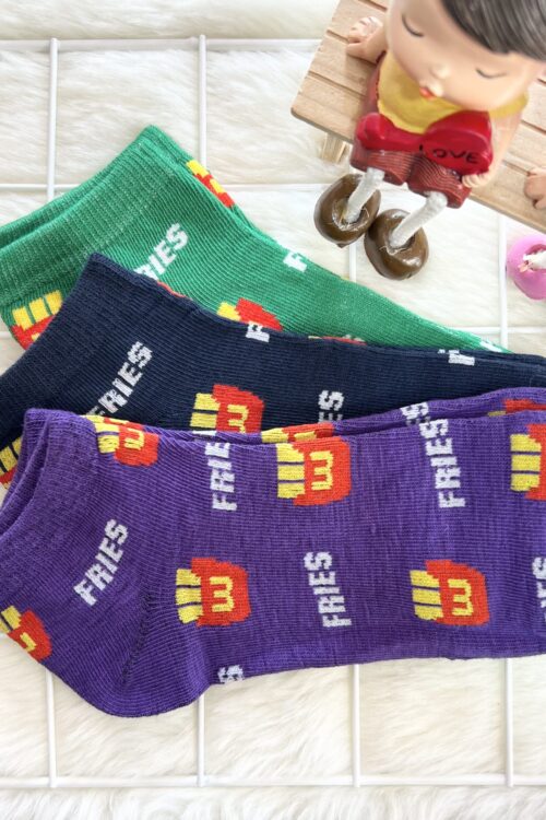 COTTON COMFORT SOCK - FRIES (PURPLE,BLUE,GREEN)