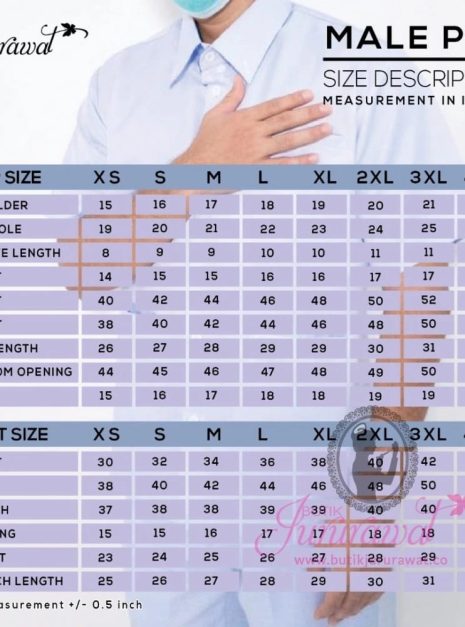PEMBANTU PERAWATAN KESIHATAN MALE UNIFORM (ONE SET TOP & PANT)