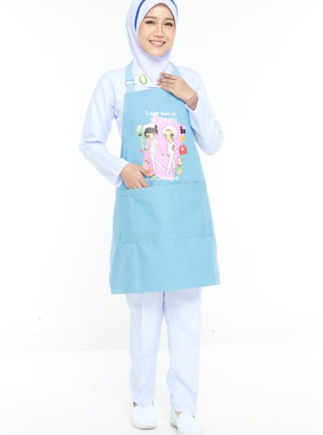 APRON BJ - BORN TO BE A NURSE LIGHT BLUE