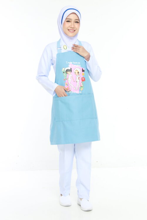 APRON BJ - BORN TO BE A NURSE LIGHT BLUE
