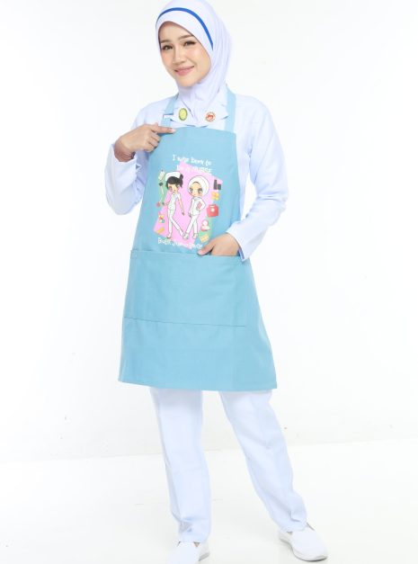 APRON BJ - BORN TO BE A NURSE LIGHT BLUE