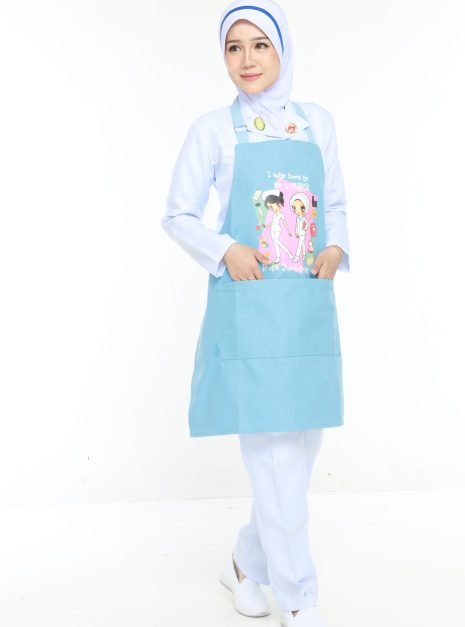 APRON BJ - BORN TO BE A NURSE LIGHT BLUE