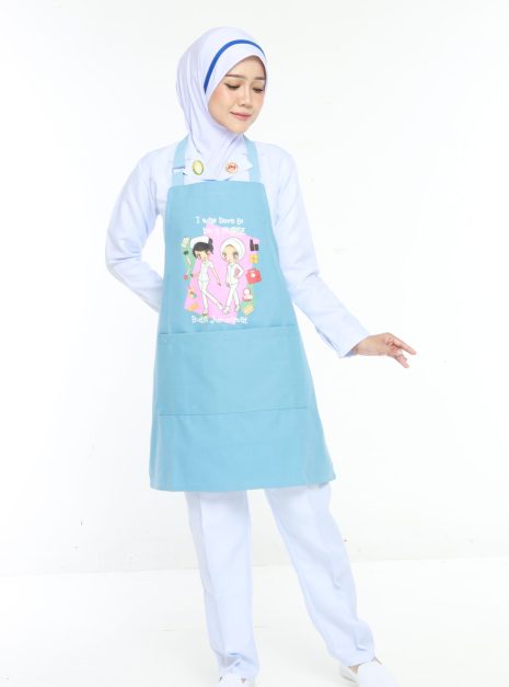 APRON BJ - BORN TO BE A NURSE LIGHT BLUE