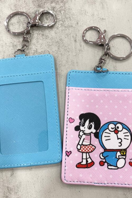 Card Holder Pink Blue - Doraemon and Shizuka