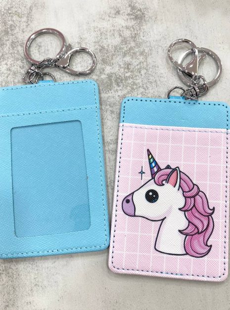 Card Holder Pink Blue - Cute Unicorn