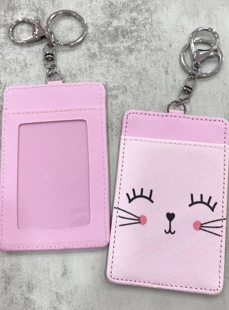 Card Holder Light Pink - Cute Cat
