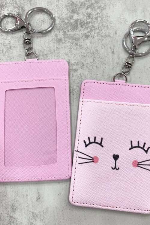 Card Holder Light Pink - Cute Cat