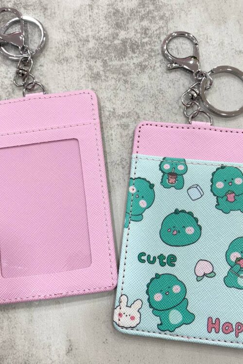 Card Holder Light Pink - Cute and Happy Dino