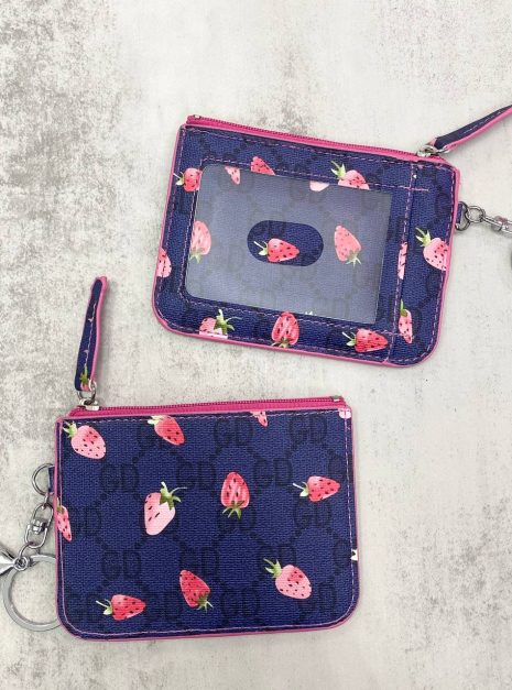 Card Holder Horizontal - Dark Blue Strawberry