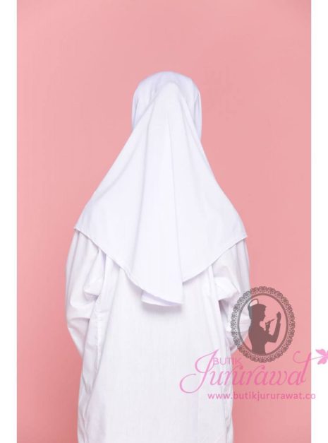 Tudung Sekolah Soft Awning Full Scuba - Putih Nila