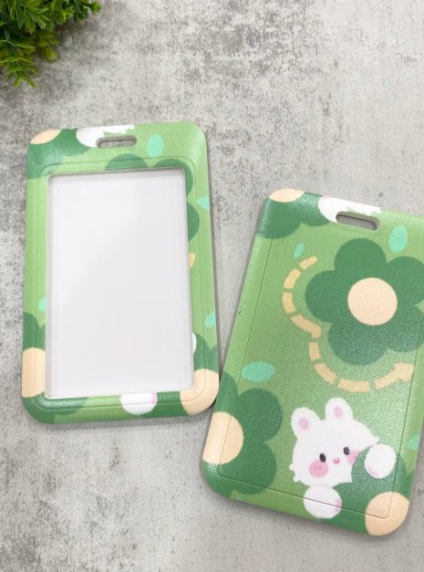 Card Holder Green - Flower with Rabbit
